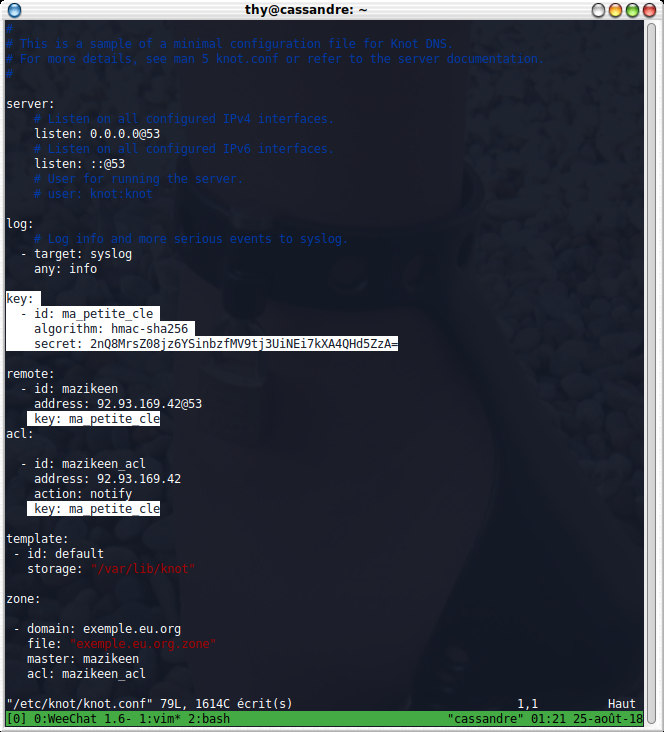 clé sur le secondaire