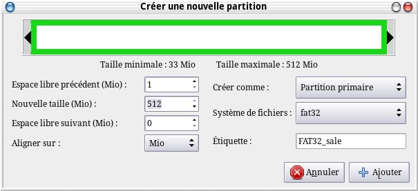 GParted étape 1