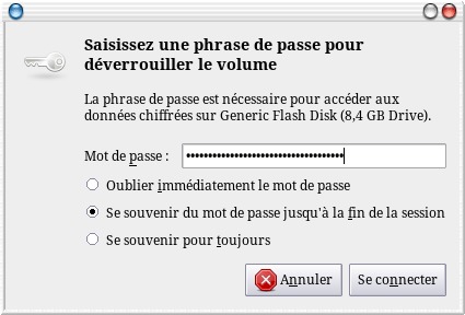 Saisie du mot de passe.
